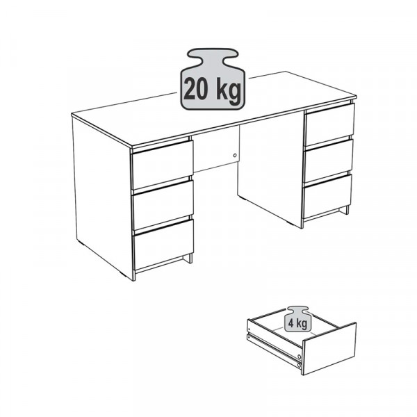 Стол письменный с ящиками "Кастор" белый Стол письменный с ящиками "Кастор" белый