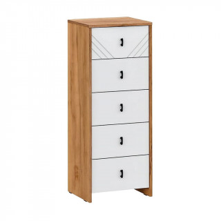 Комод "Байкал" (5 ящиков) Дуб Золотой/Белый матовый