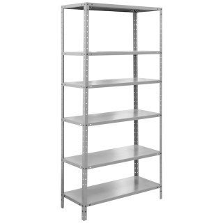 Стеллаж металлический "LS6" 6 полок 100х40х200 см (М) светло-серый шагрень