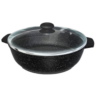 Жаровня 3 л со стеклянной крышкой Черный гранит
