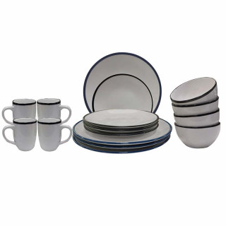 Набор посуды (фарфор ) из 16 предметов  (12 тарелок и 4 кружки 250 мл) 16pcs-15