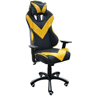 Кресло игровое "Strike Barbie" (кзам чёрный+кзам жёлтый)